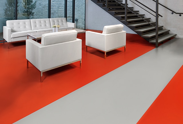 hetrogenous multi layer vinyl flooring in seating area